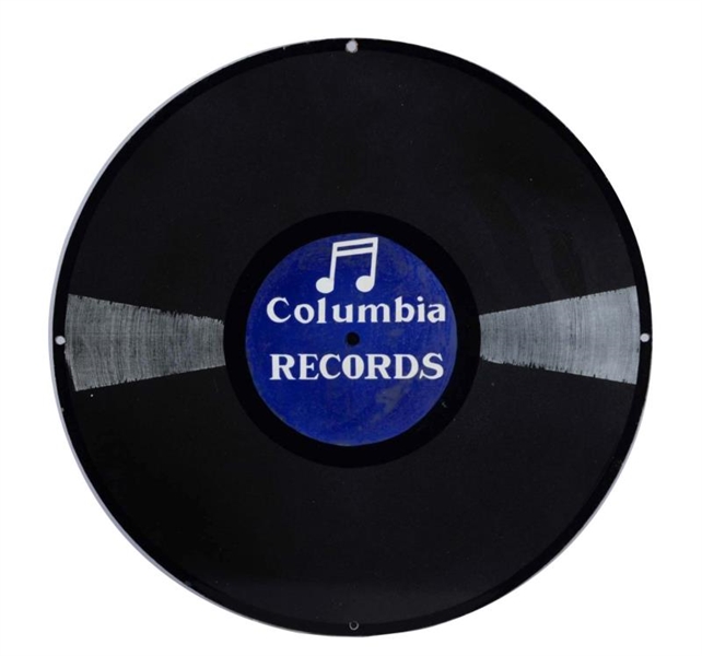 COLUMBIA RECORDS FIGURAL RECORD PORCELAIN SIGN    