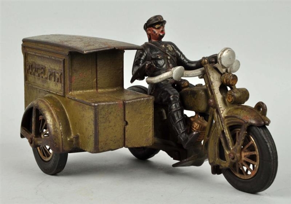 CAST IRON US PARCEL POST MOTORCYCLE W/ DRIVER.    