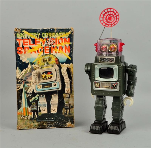 TIN LITHO & PLASTIC BATTERY OP TELEVISION SPACEMAN