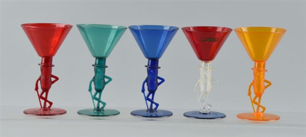 LOT OF 5:  MR PEANUT PLASTIC MARTINI GLASSES.     