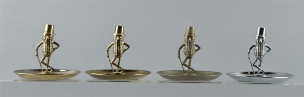 LOT OF 4: SILVER MR. PEANUT DISHES.               