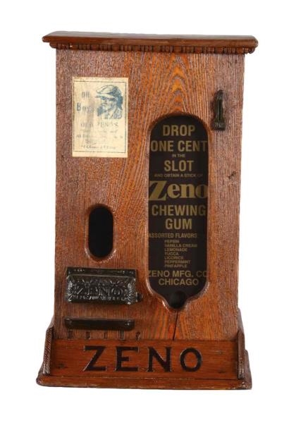 1¢ ZENO CHEWING GUM WOOD WITNESS VENDING MACHINE  