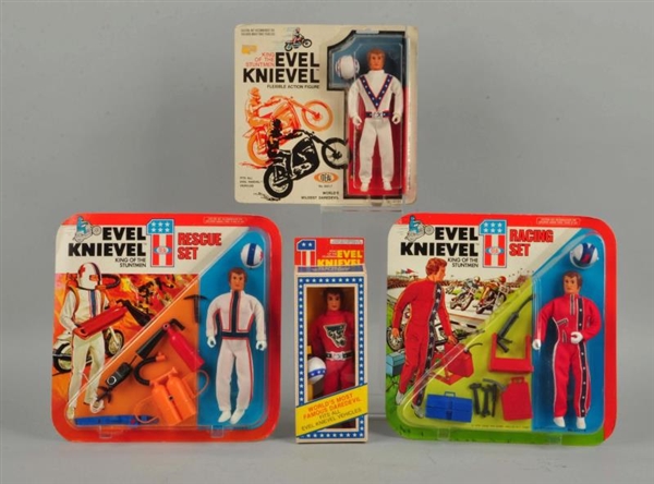 LOT OF 4 VARIOUS IDEAL EVEL KNIEVEL ACTION FIGURES