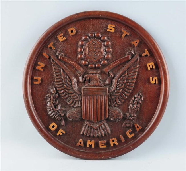 CARVED WOODEN UNITED STATES OF AMERICA PLAQUE     