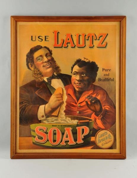 LAUTZ SOAP CARDBOARD ADVERTISING SIGN.            