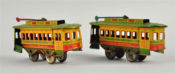 LOT OF 2: AMERICAN MADE TIN LITHO TROLLEYS.       