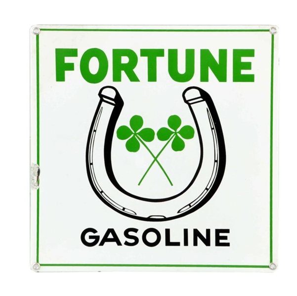 FORTUNE GASOLINE W/ LOGO PORCELAIN SIGN.          