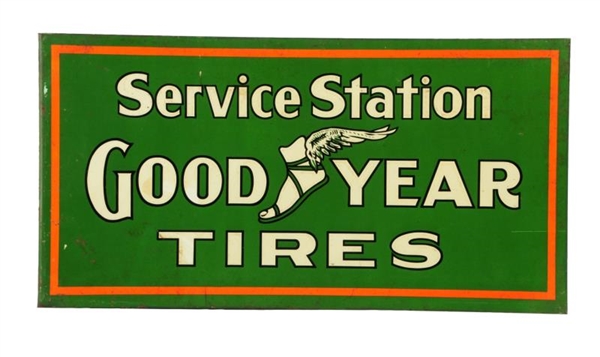 GOODYEAR TIRES SERVICE STATION TIN FLANGE SIGN.   