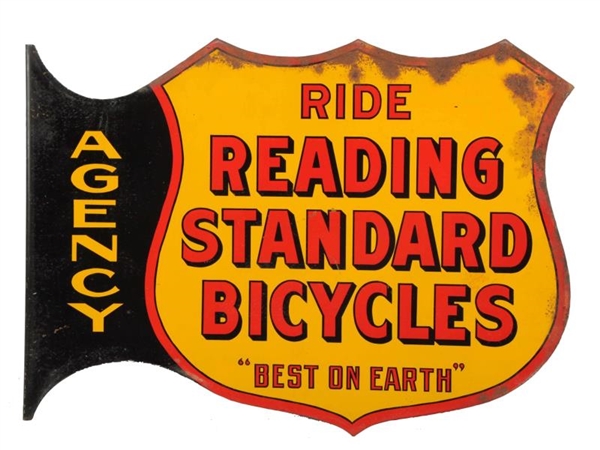 READING STANDARD BICYCLES AGENCY TIN FLANGE SIGN. 