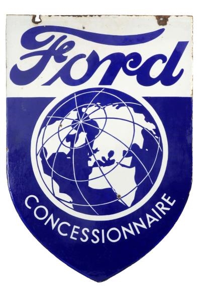 FORD CONCESSIONAIRE SHIELD SHAPED PORCELAIN SIGN. 