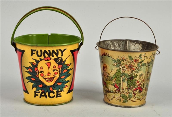 LOT OF 2: GERMAN & AMERICAN TIN LITHO SAND PAILS  