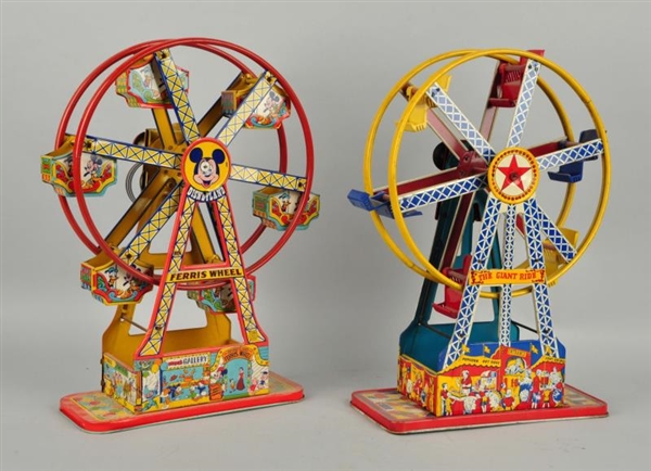 LOT OF 2: CHEIN TIN LITHO WIND UP FERRIS WHEELS.  