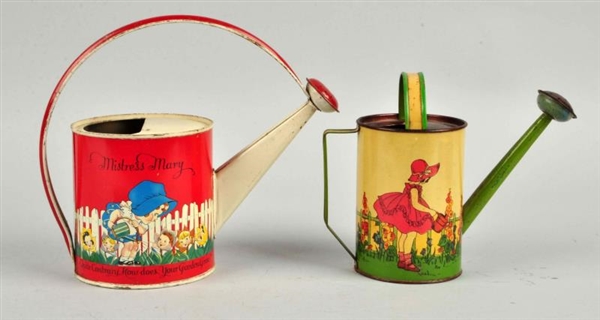 LOT OF 2: TIN LITHO MARY HAD A LAMB WATERING CANS.