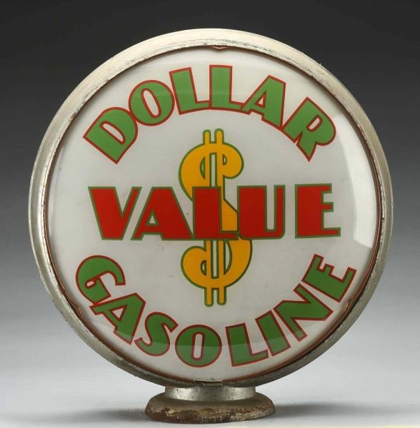 DOLLAR VALUE GASOLINE WITH LOGO 15" SINGLE GLOBE. 