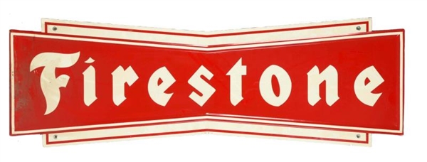 FIRESTONE (RED & WHITE) TIN BOWTIE SHAPED SIGN.   