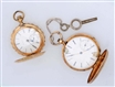 A GROUP OF TWO LADYS HUNTING CASE POCKET WATCHES 