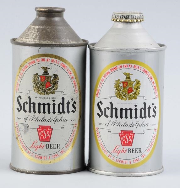 LOT OF 2: SCHMIDTS CONE TOP CANS.                