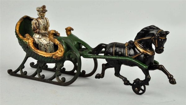 HUBLEY HORSE DRAWN SLEIGH WITH RIDER.             