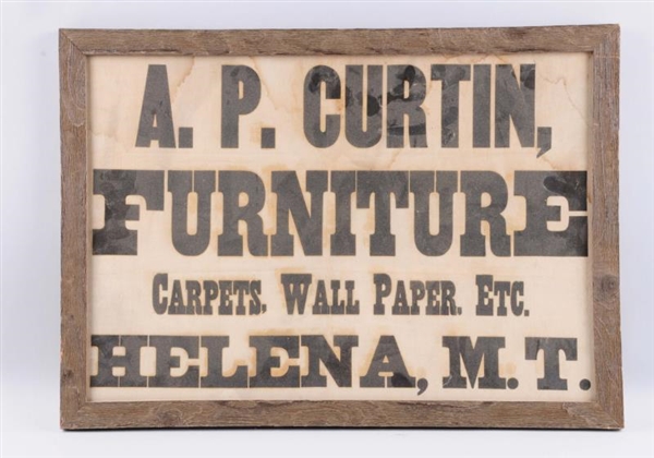 EARLY FURNITURE CLOTH SIGN.                       