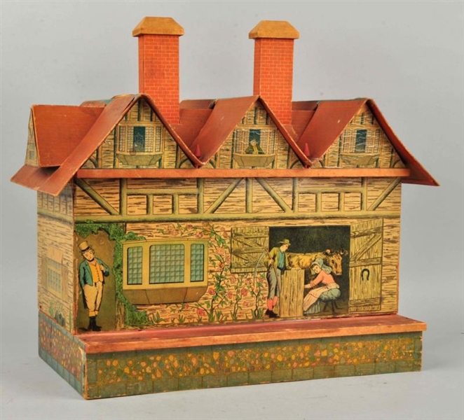 LITHOGRAPHED WOOD TOY HOUSE.                      