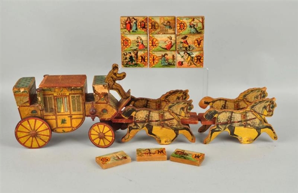 "PANSY" WOODEN LITHO HORSE DRAWN CARRIAGE.        