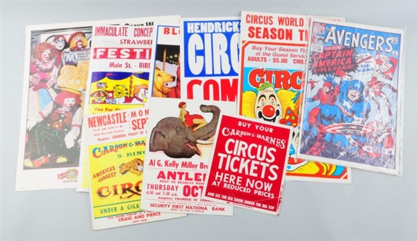LOT OF 9: CIRCUS ADVERTISING POSTERS.             