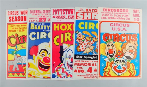 LOT OF 5:   CIRCUS ADVERTISING POSTERS.           