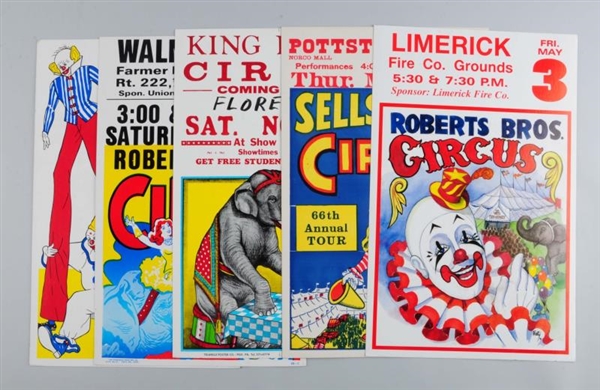 LOT OF 5: CIRCUS ADVERTISING POSTERS.             