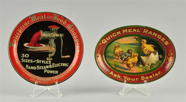 LOT OF 2: EARLY TIN ADVERTISING TIP TRAYS.        