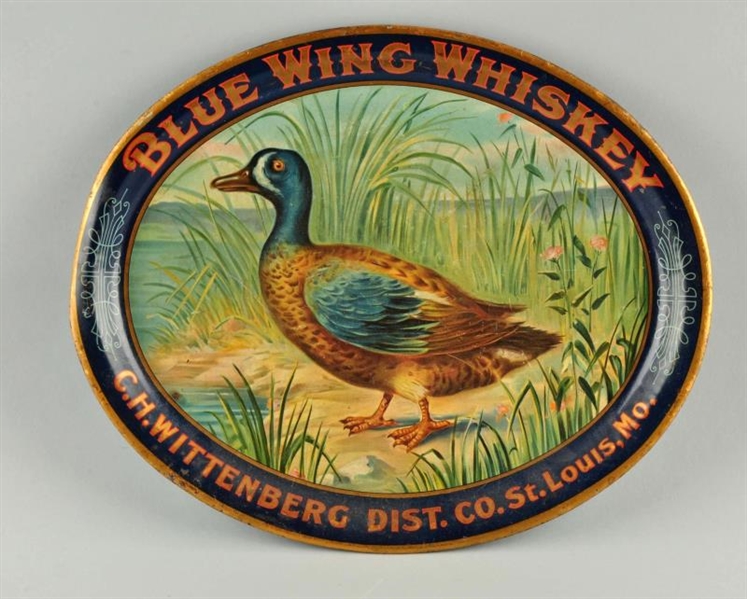 BLUE WING WHISKEY ADVERTISING TRAY.               