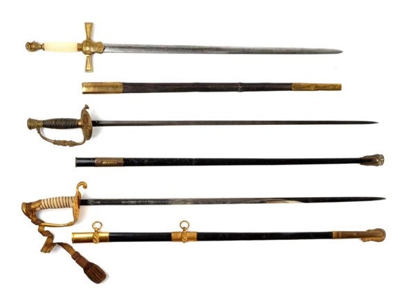 LOT OF  3: AMERICAN SWORDS CIRCA 1850-1900.       