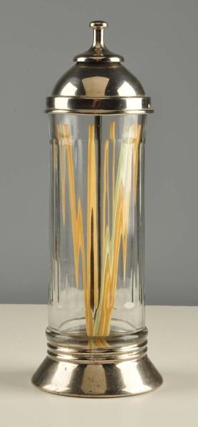 COMBO GLASS STRAW HOLDER WITH METAL LID & INSERT. 