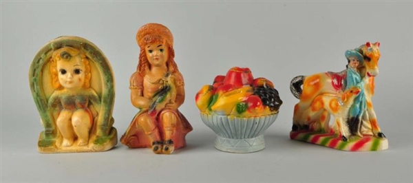 LOT OF 4: ASSORTED CHALK FIGURES.                 