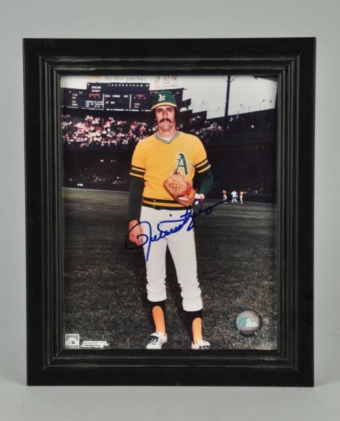 FRAMED AUTOGRAPHED PHOTO OF ROLLIE FINGERS.       