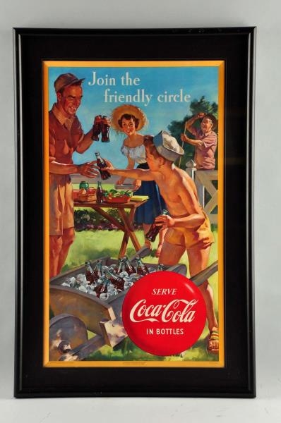 FRAMED COCA - COLA SIGN "JOIN THE FRIENDLY CIRCLE.