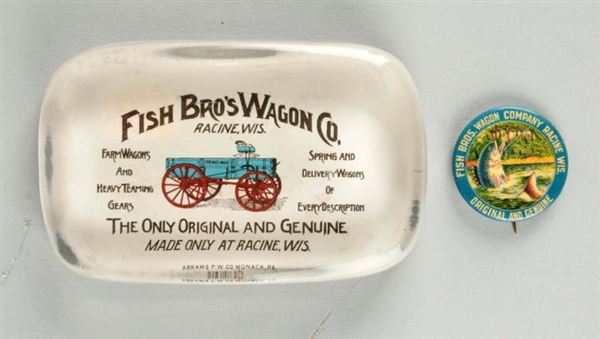 LOT OF 2: FISH BROS. WAGON CO. ADVERTISING PIECES.