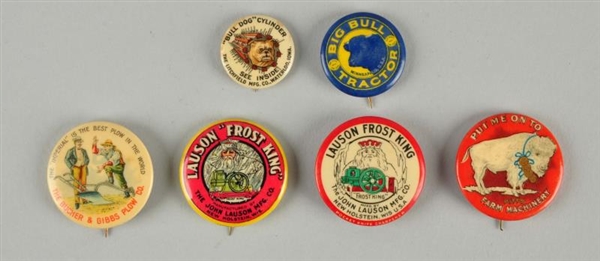 LOT OF 6: FARM MACHINERY  ADVERTISING PINS.       