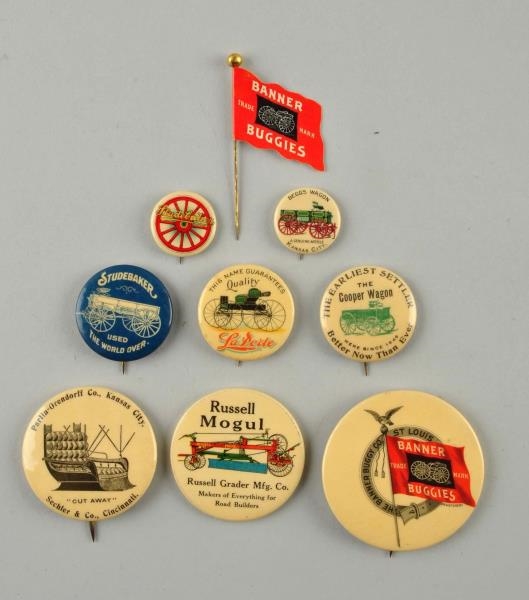 LOT OF 9: ADVERTISING PINS.                       