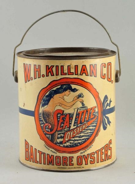 BALTIMORE OYSTER CAN WITH LID & HANDLE.           