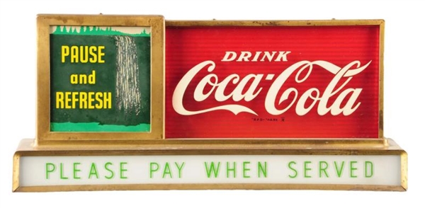 1950S COCA - COLA WATERFALL LIGHTED SIGN.        