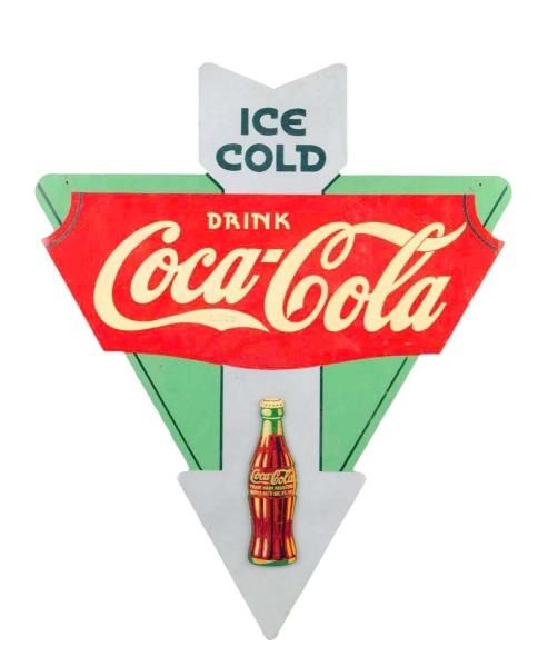 1930S COCA - COLA TWO SIDED PLYWOOD TRIANGLE.    