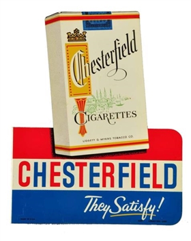 1950S CHESTERFIELD CIGARETTES TIN FLANGE SIGN.   