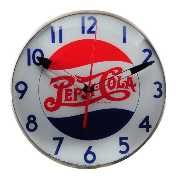1940S-1950S PEPSI - COLA TELECHRON LIGHTED CLOCK.
