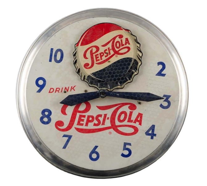 CA. 1948 PEPSI - COLA ROCKING CAP CLOCK.          
