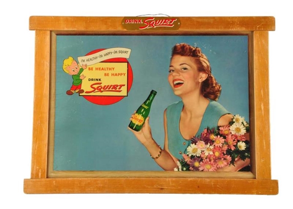 1940S SQUIRT CARDBOARD SIGN.                     