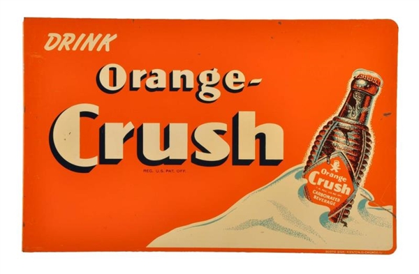 1940S - 50S ORANGE CRUSH TIN FLANGE SIGN.       