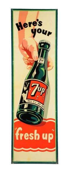 1948 7-UP EMBOSSED TIN SIGN.                      