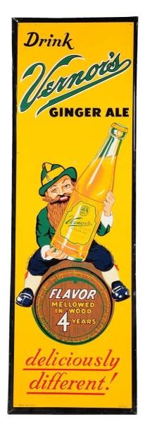 1940S-50S VERNORS GINGER ALE EMBOSSED TIN SIGN.