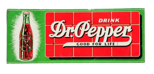 1938 DR. PEPPER EMBOSSED TIN SIGN.                