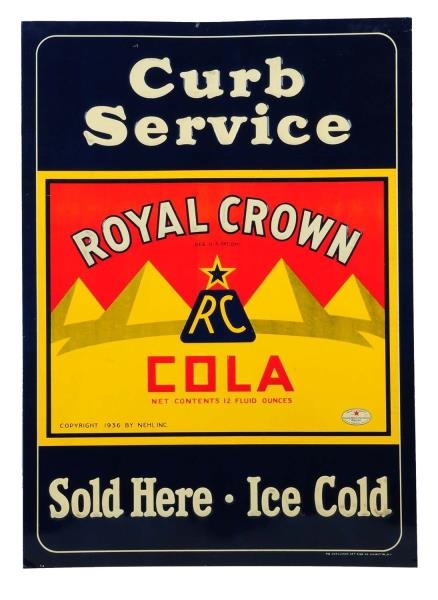 1930S - 40S RC COLA EMBOSSED TIN SIDEWALK SIGN. 